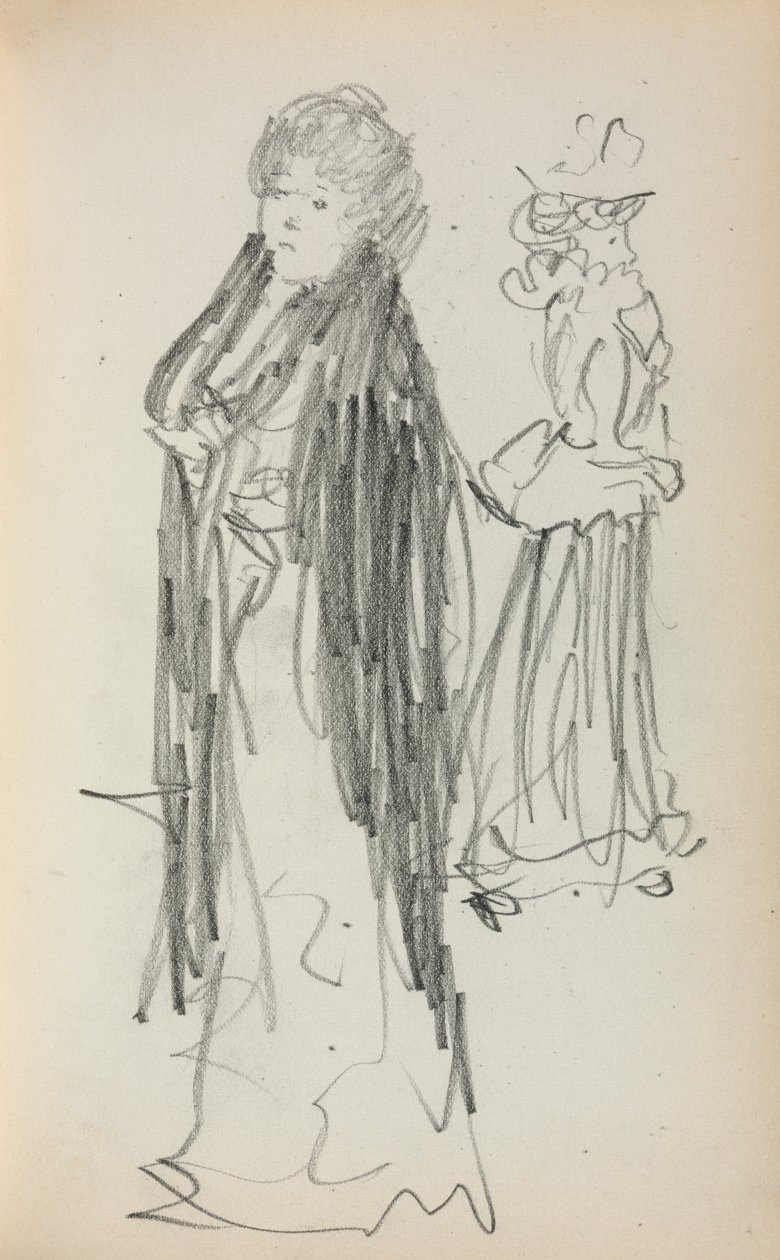 《意大利写生簿：两个站着的女人》，第129页，1898-1899年。 作者 莫里斯·巴西·普伦德加斯特