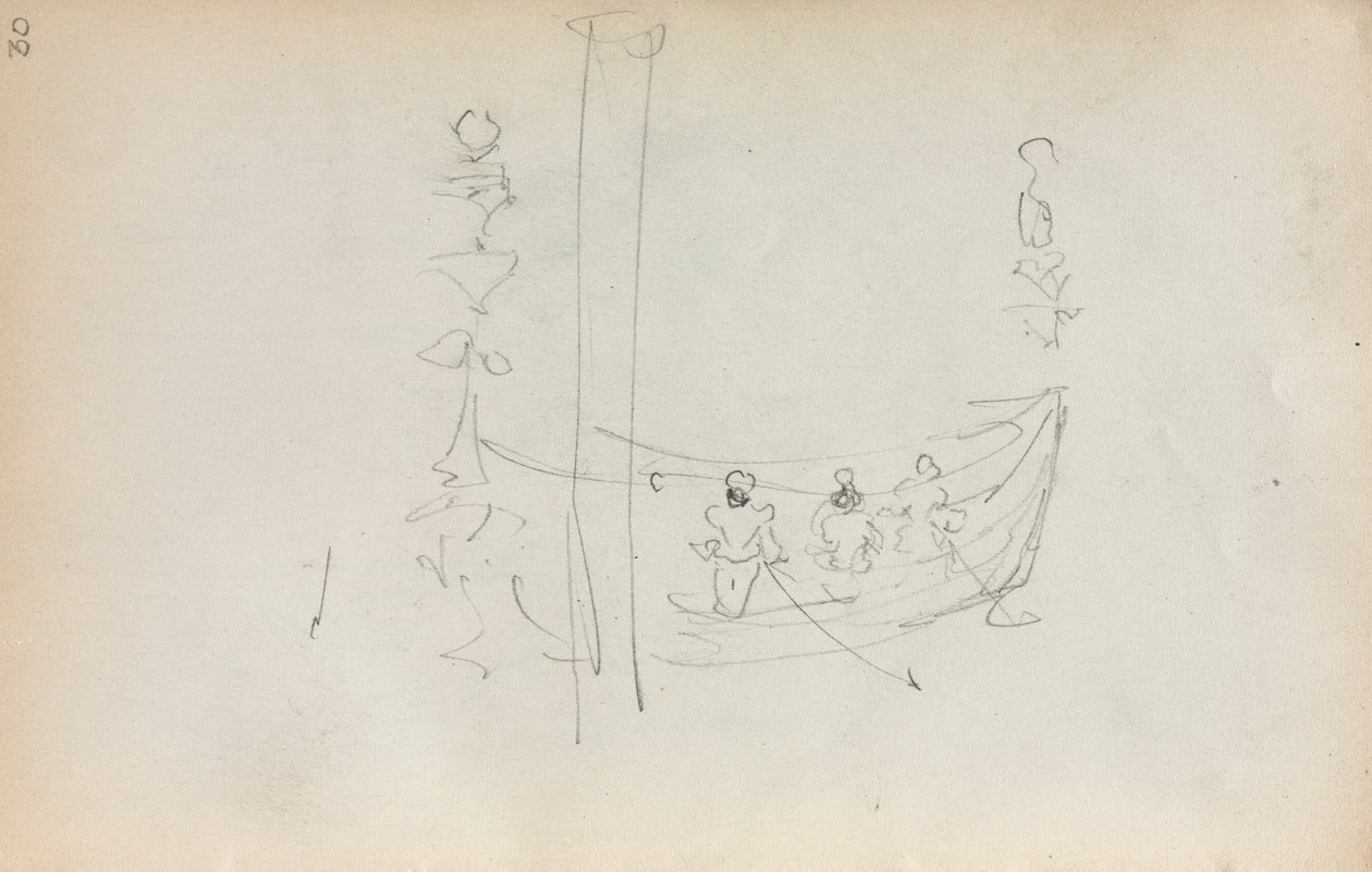 意大利素描本：威尼斯船，第1898-1899页，第30页。 作者 莫里斯·巴西·普伦德加斯特