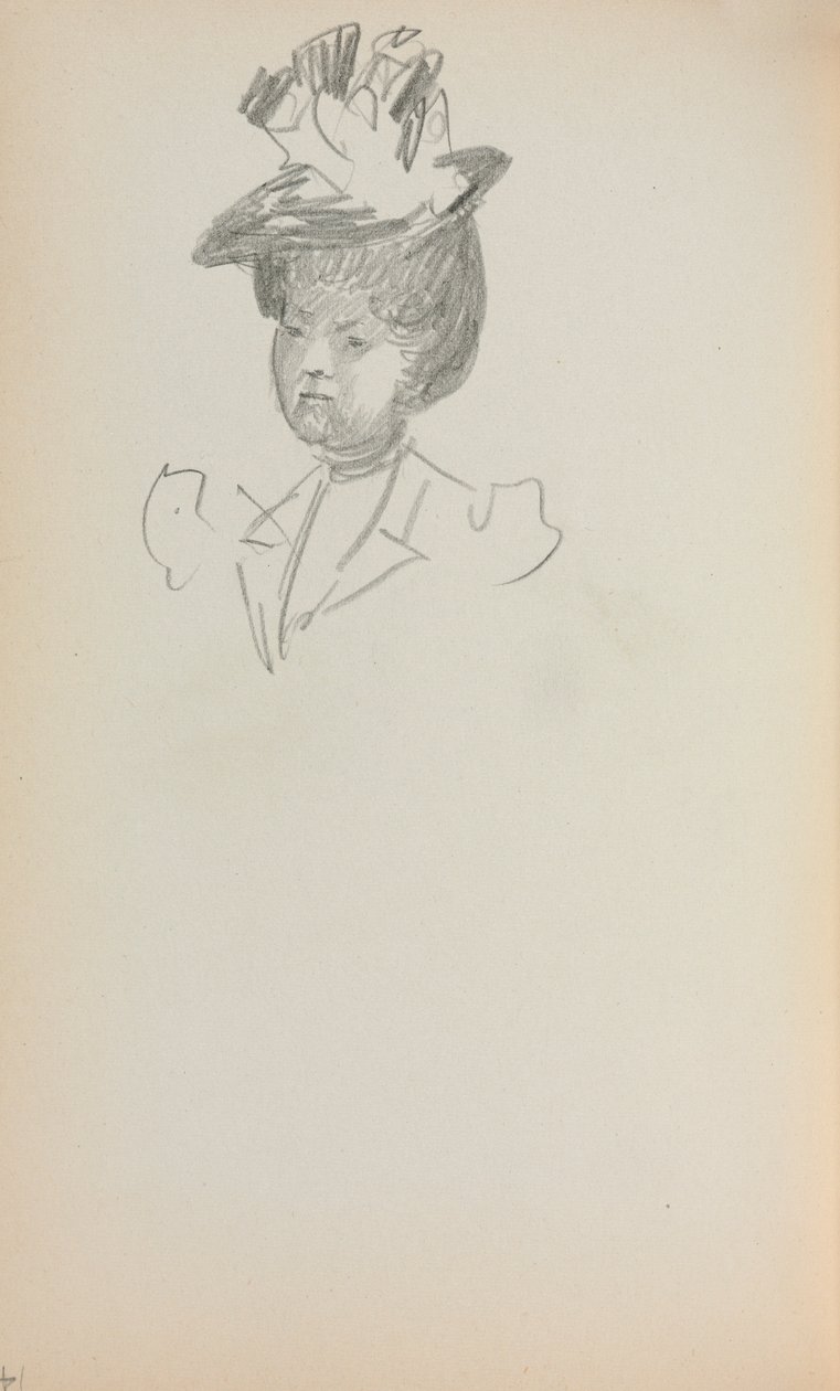 意大利素描本：女人，胸围长度，第142页，1898-1899年。 作者 莫里斯·巴西·普伦德加斯特