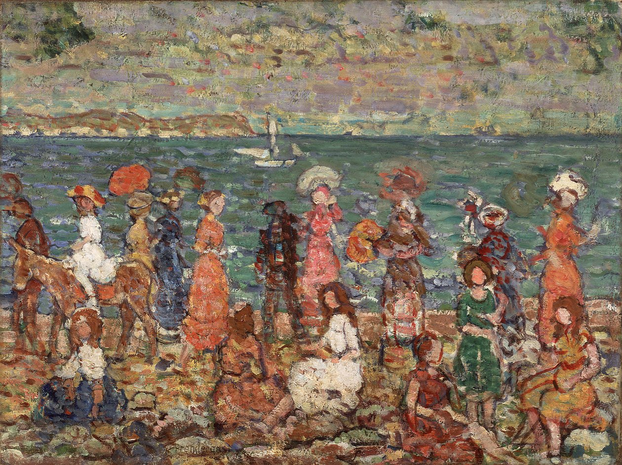 海滨，约 1913 年（布面油画） 作者 莫里斯·巴西·普伦德加斯特
