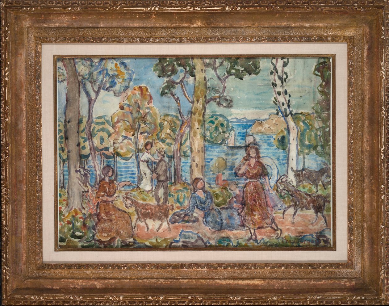 海滨，c.1914-16（纸上水彩） 作者 莫里斯·巴西·普伦德加斯特