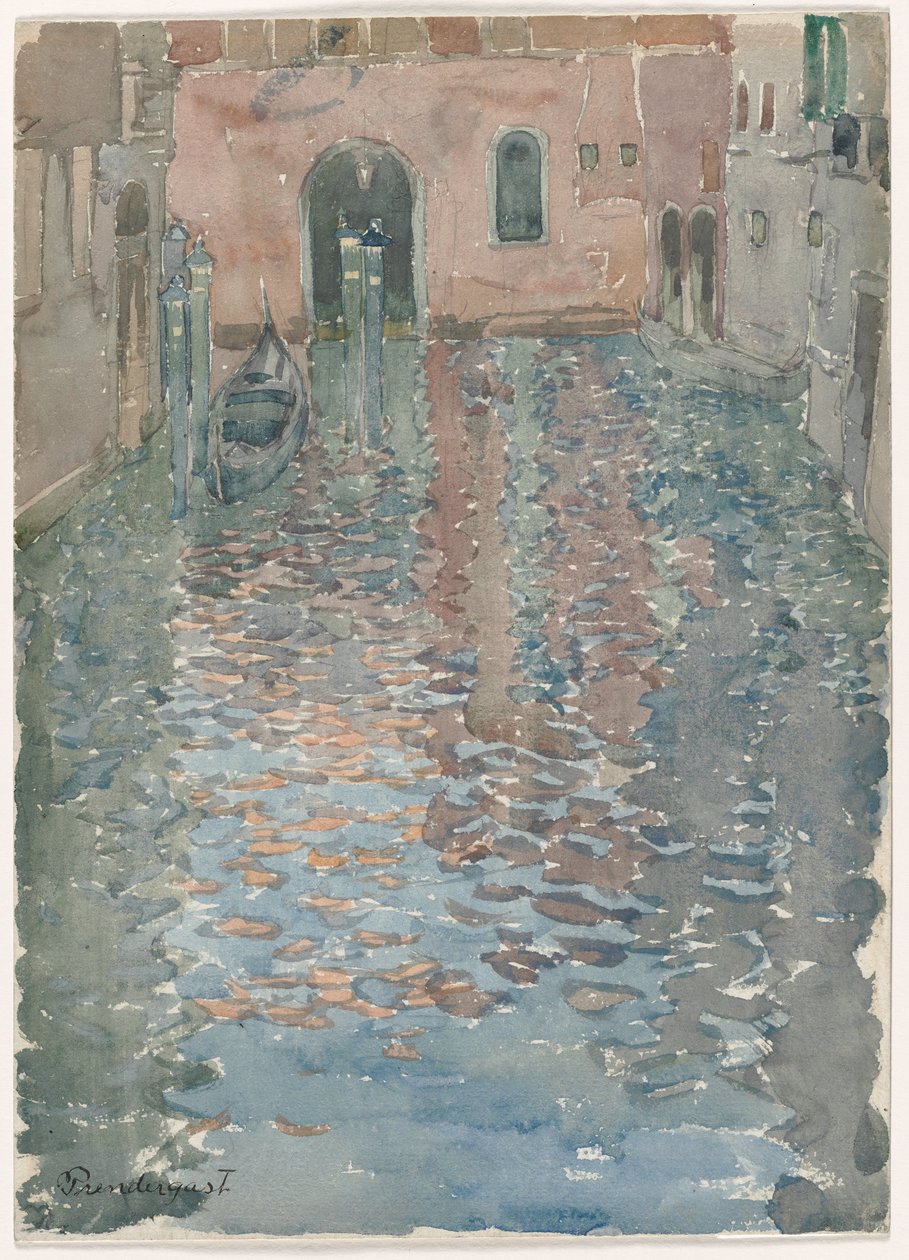 威尼斯运河，约 1898 年（水彩画） 作者 莫里斯·巴西·普伦德加斯特