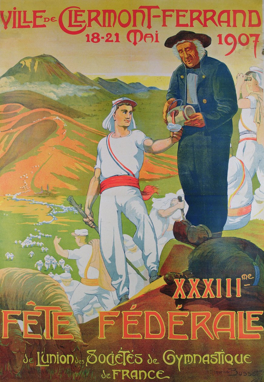 Fete Federale海报，1907年5月（彩色平印）。 作者 莫里斯·巴塞特