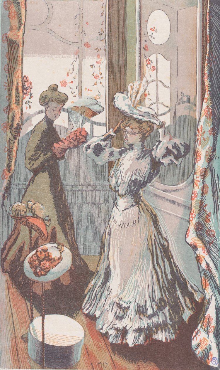 Chez la Modiste, ca. 1910. 作者 莫里斯·德尔库特（Maurice Delcourt）