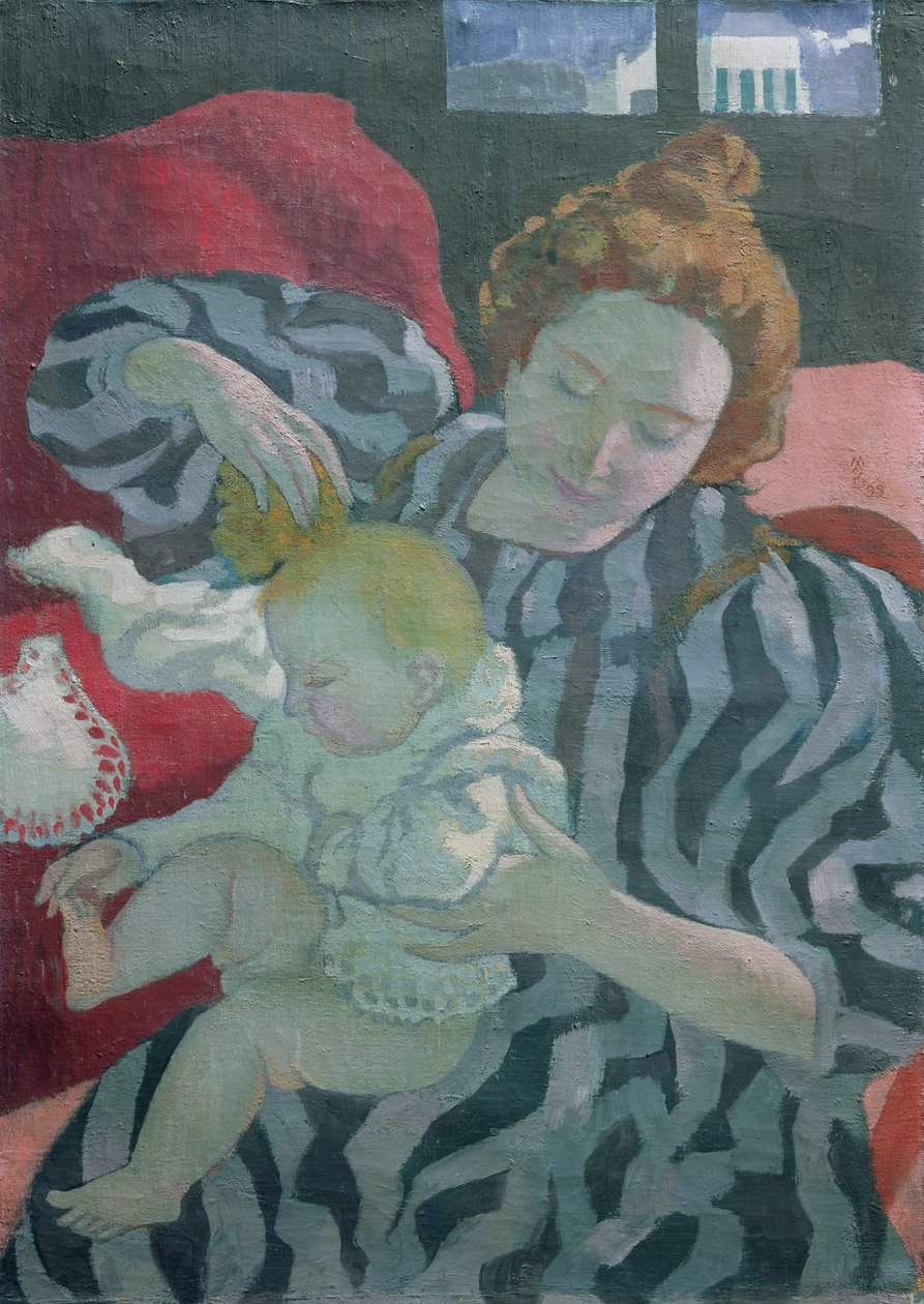 一位母亲洗她的孩子，1895年 作者 莫里斯·丹尼斯（Maurice Denis）