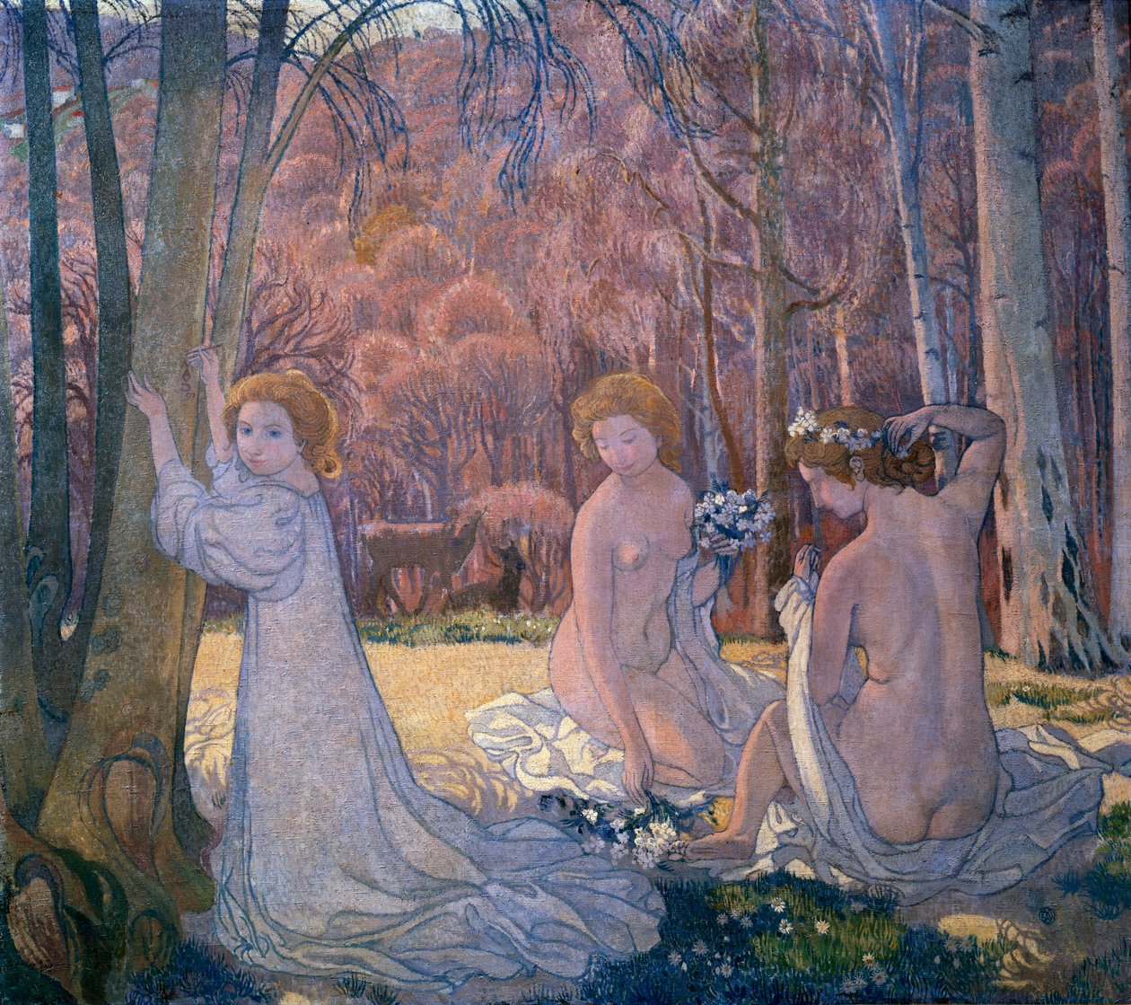 《春天风景的神圣树林》中的人物，1897年 作者 莫里斯·丹尼斯（Maurice Denis）