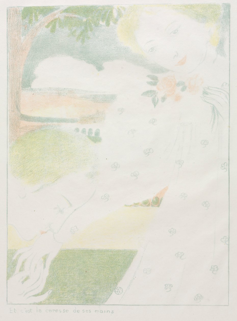 爱：请8，这是爱的双手的爱抚：Pl。 8，Et cest la caresse de ses mains，1898年 作者 莫里斯·丹尼斯（Maurice Denis）