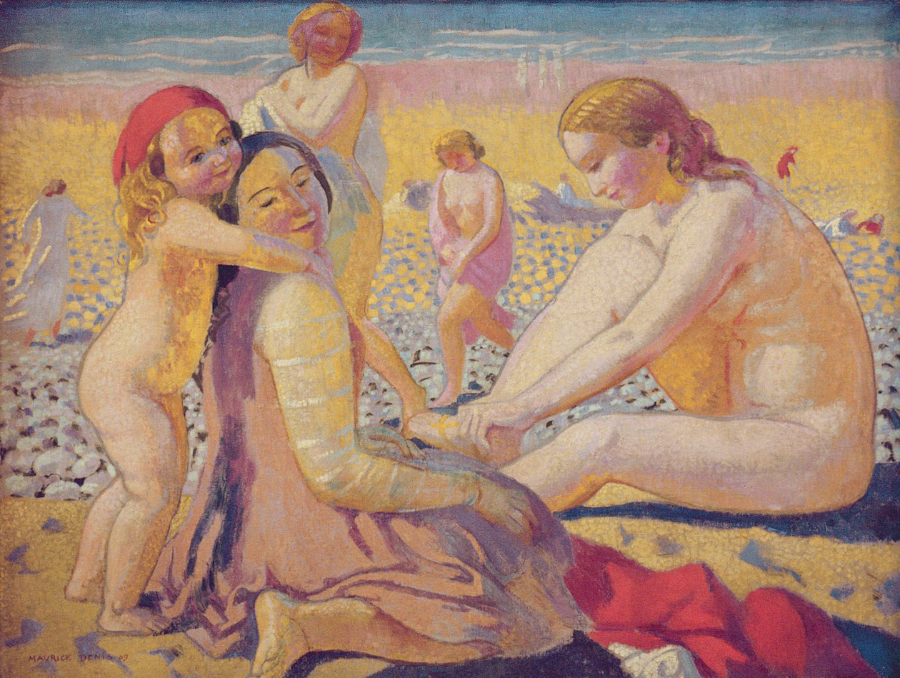 戴着红色帽子的海滩上 作者 莫里斯·丹尼斯（Maurice Denis）