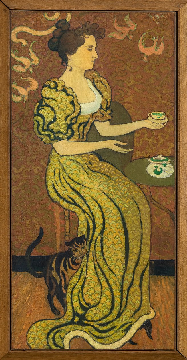 兰森夫人在猫旁的肖像，约1892年（布面油画）。 作者 莫里斯·丹尼斯（Maurice Denis）