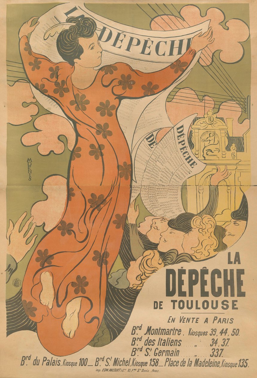 1892年，报纸《图卢兹的派遣》的海报。 作者 莫里斯·丹尼斯（Maurice Denis）