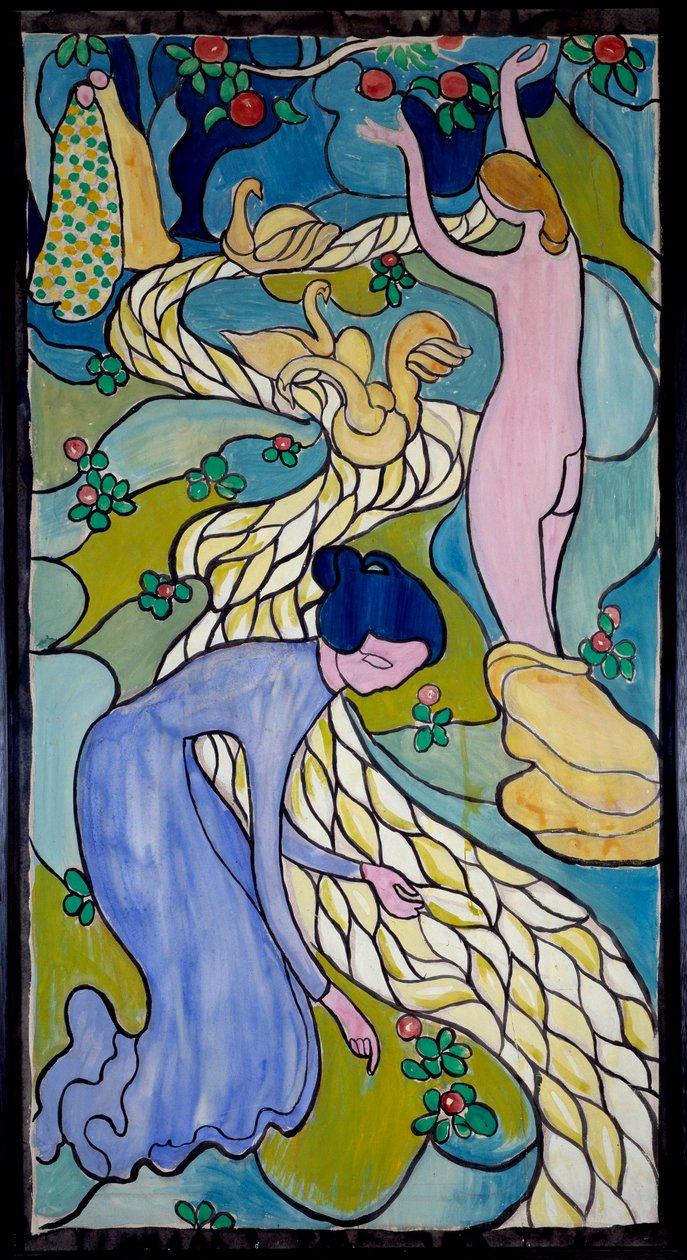 Maurice Denis (1870-1943) 1894 年画的《溪边的女人》（布面油画） 作者 莫里斯·丹尼斯（Maurice Denis）