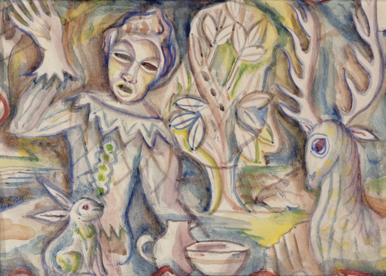 Harlequin，c.1940-41（纸上水彩画） 作者 莫里斯丹顿韦尔奇