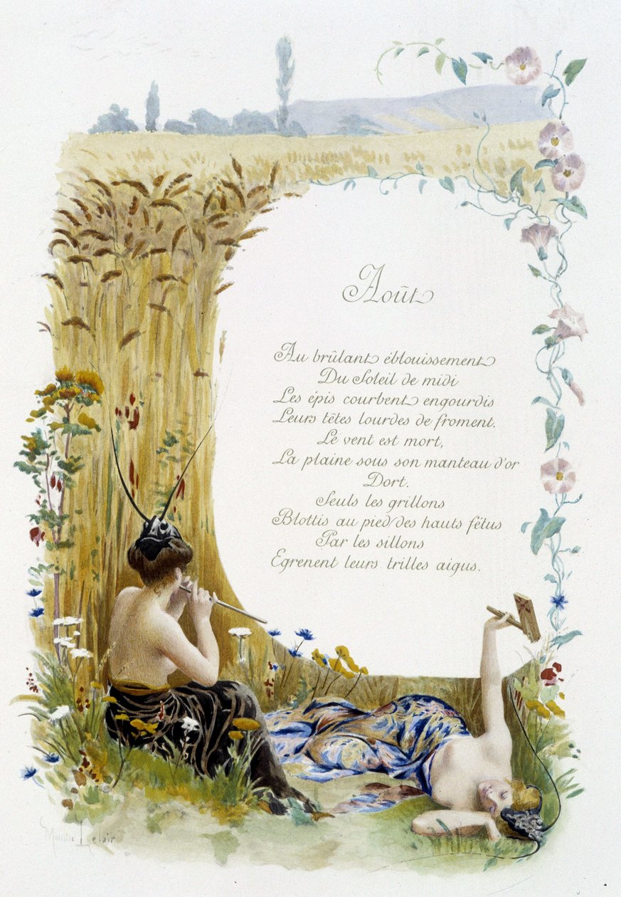 八月“本月之歌”，作者 Jérôme Doucet，插图 - Maurice Leloir，编辑。 兰斯 1904. L. Michaud 作者 莫里斯·勒卢瓦（Maurice Leloir）