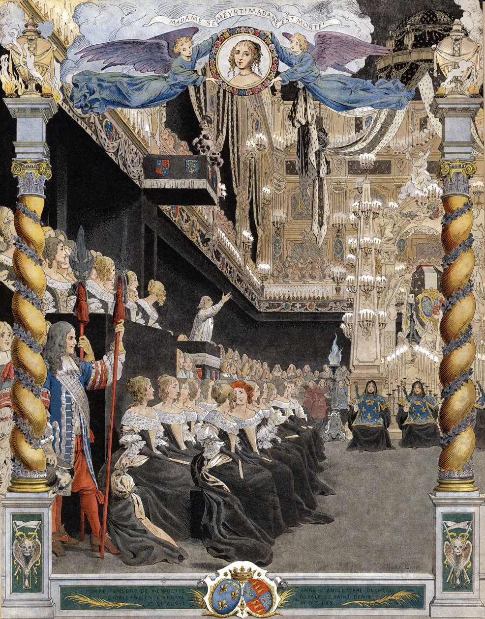 8月21日在圣德尼大教堂（Saint Denis）举行的英国亨利特-安妮（Henriette-Anne）（1644-1670）的葬礼 作者 莫里斯·勒卢瓦（Maurice Leloir）