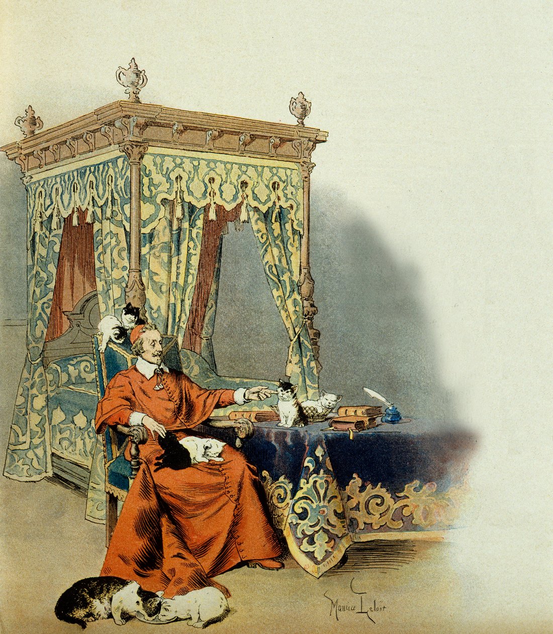 法国的历史。Cardinal Richelieu (Armand Jean du Plessis) 作者 莫里斯·勒卢瓦（Maurice Leloir）