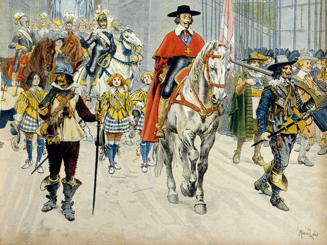 法国历史：国王路易十三 (1601-1643) 和红衣主教黎塞留 (Armand Jean du Plessis) 的入境 作者 莫里斯·勒卢瓦（Maurice Leloir）