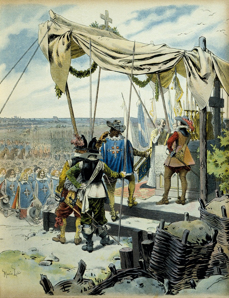 法国的历史：1627-1628年在拉罗谢尔（La Rochelle）所在地。黎塞留枢机 作者 莫里斯·勒卢瓦（Maurice Leloir）