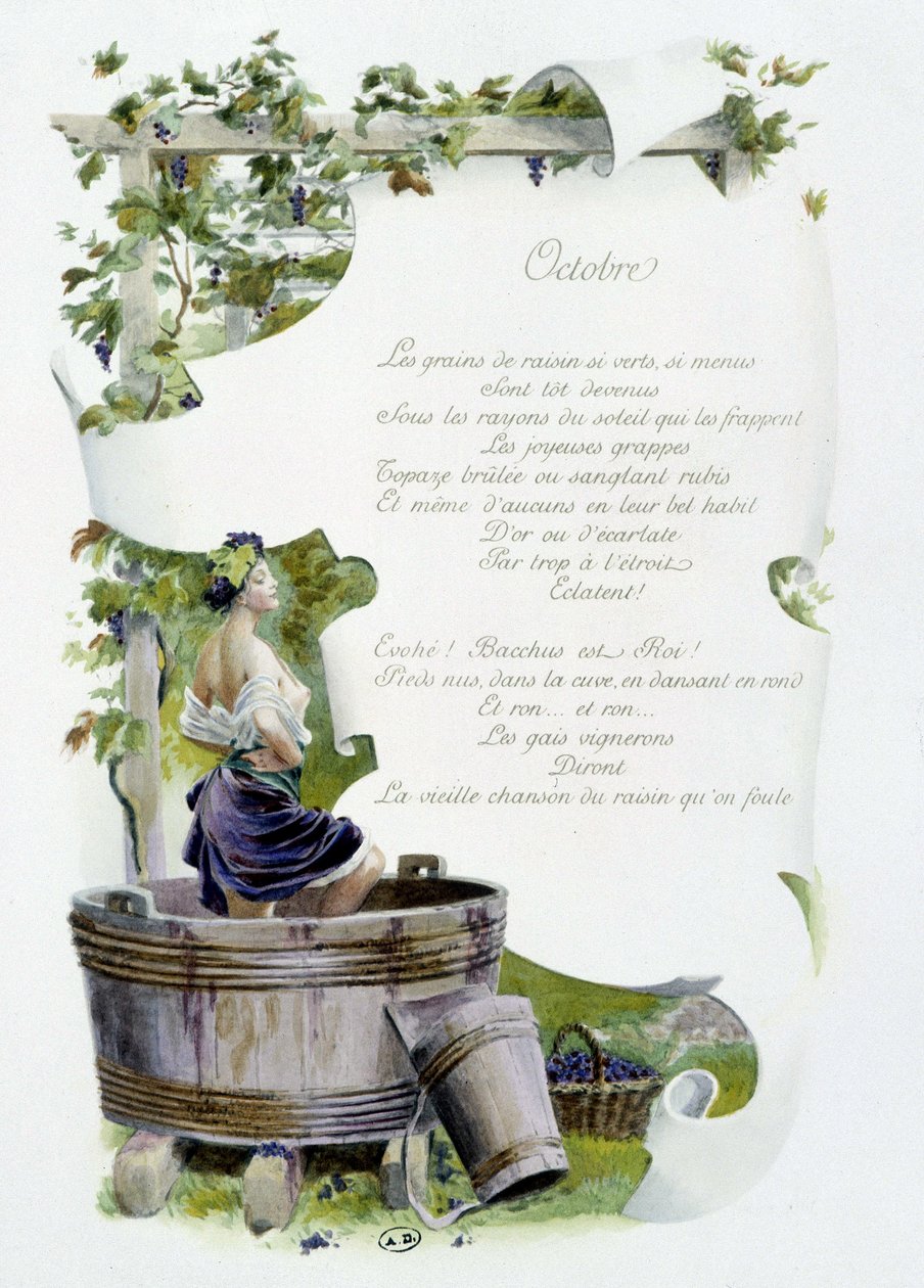 October “” La Chanson du mois”” by Jérôme Doucet, illustration - Maurice Leloir, ed. Reims 1904. L. Michaud 作者 莫里斯·勒卢瓦（Maurice Leloir）