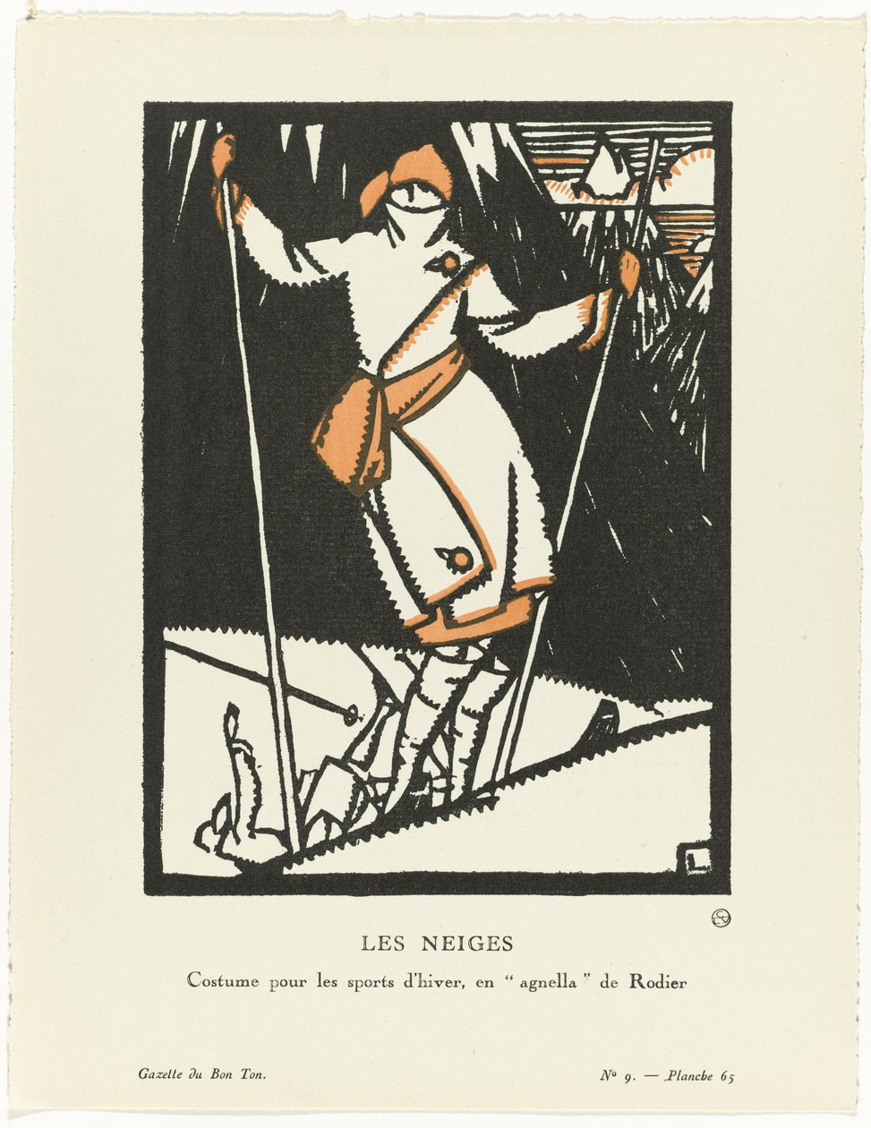 Gazette du Bon Ton，1920 年 - 第 9 期，Pl. 65: Les Neiges / 冬季运动服装，罗迪埃的 enagnella 作者 莫里斯·勒罗伊（Maurice Leroy）