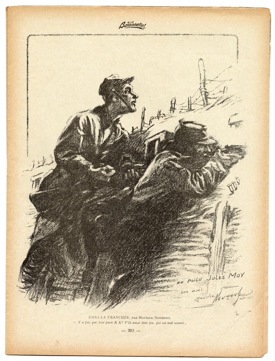 La Baionnette, 黑白讽刺画 作者 莫里斯·诺蒙（Maurice Neumont）