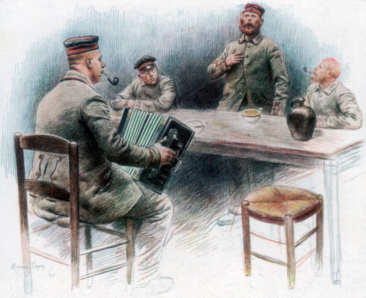 食堂里的伤感歌谣》，法国迪南的德国战俘，1915年，1926年 作者 莫里斯·奥兰治