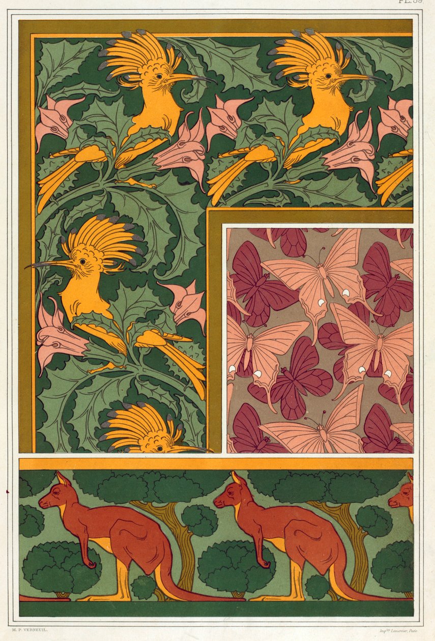 壁纸边框和丝织品的设计，出版。1897. 作者 莫里斯·皮拉德·维尔纽尔