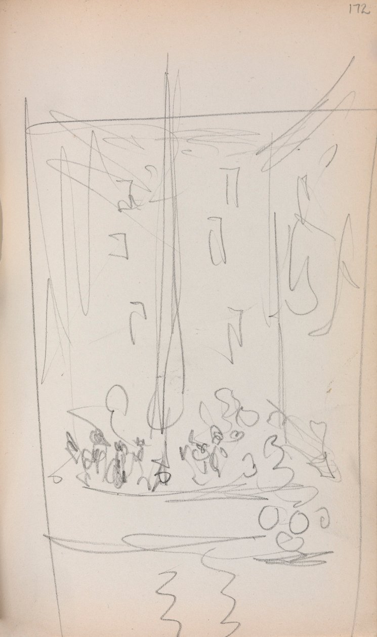 意大利素描本：有人物的船（第 172 页） 作者 莫里斯·普伦德加斯特