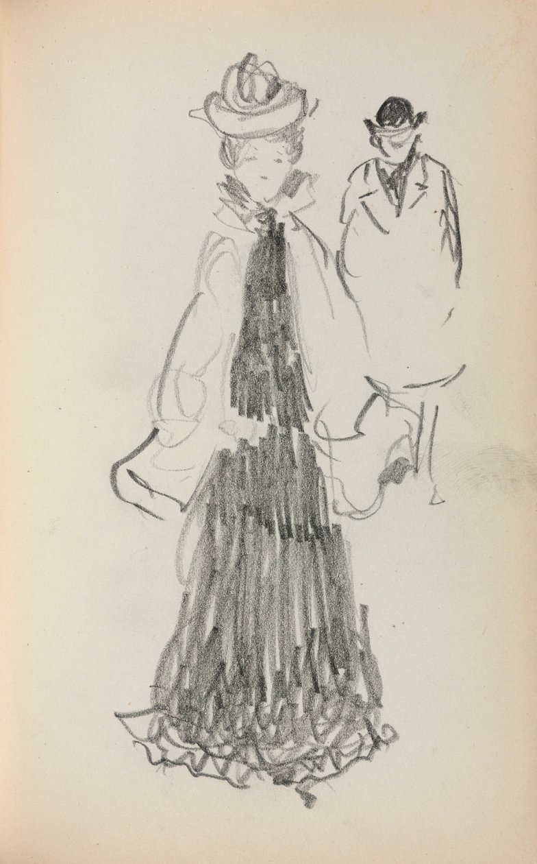 意大利素描本：站立的女人和男人（第 125 页） 作者 莫里斯·普伦德加斯特