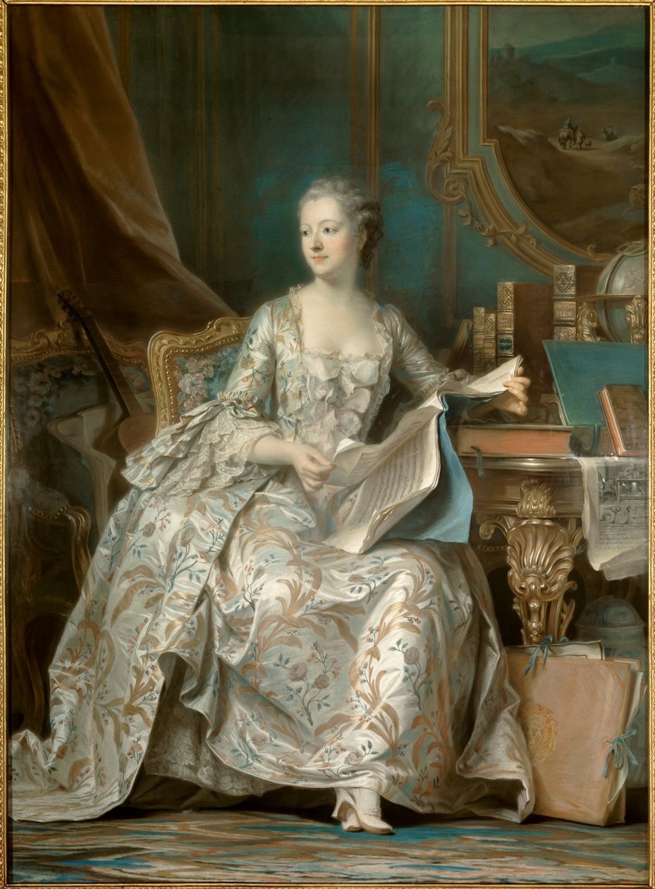 蓬巴杜侯爵夫人珍妮·安托瓦内特·泊松 (Jeanne Antoinette Poisson) 的肖像 作者 莫里斯·昆汀·德拉图尔