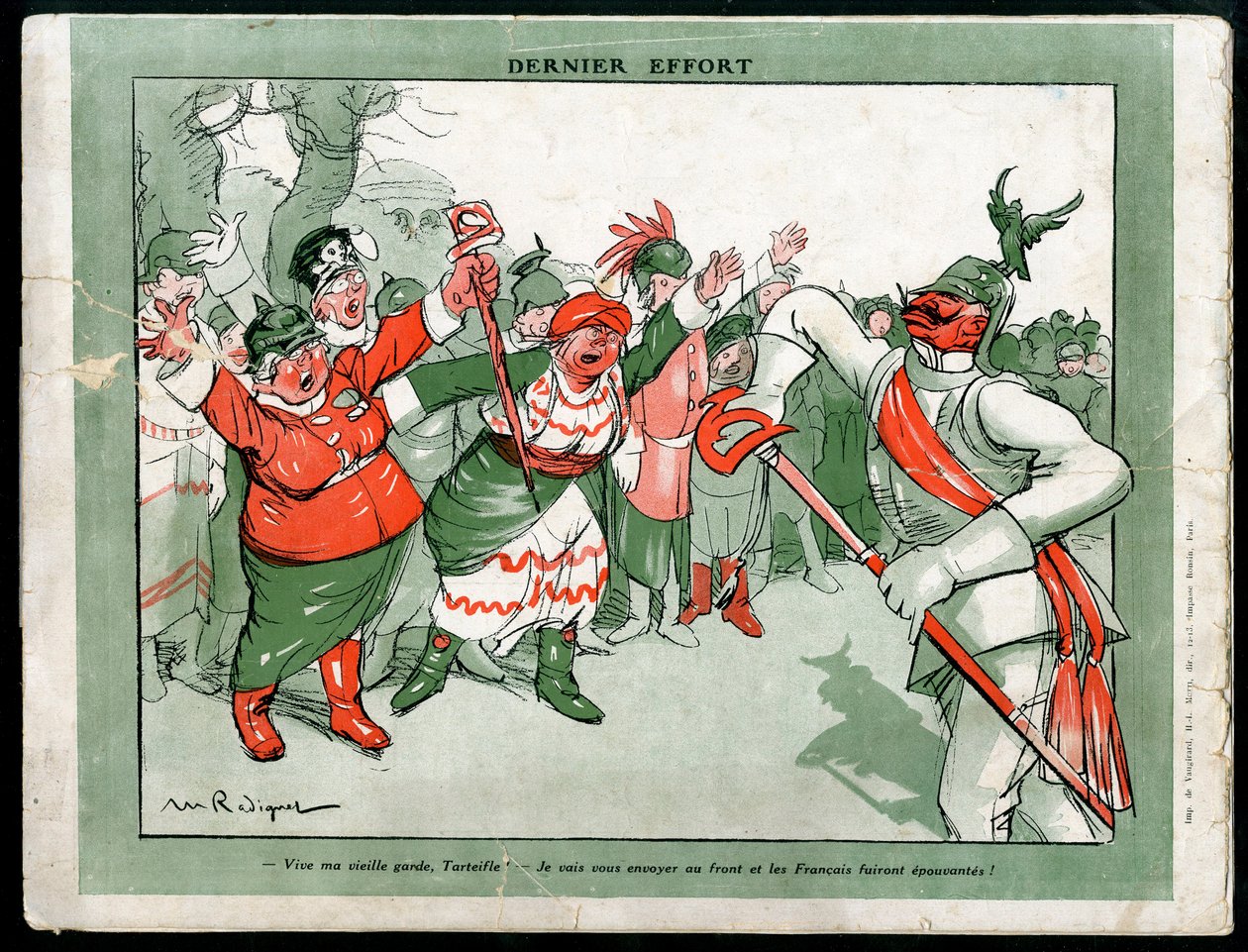 Illustration of Maurice Radiguet (1866-1941) in Mode in Germany, ca. 1915 - Last Effort - War of 14 -18, Germany Prussia, Fashion, Triplice - William II 作者 莫里斯·拉迪格（Maurice Radiguet）