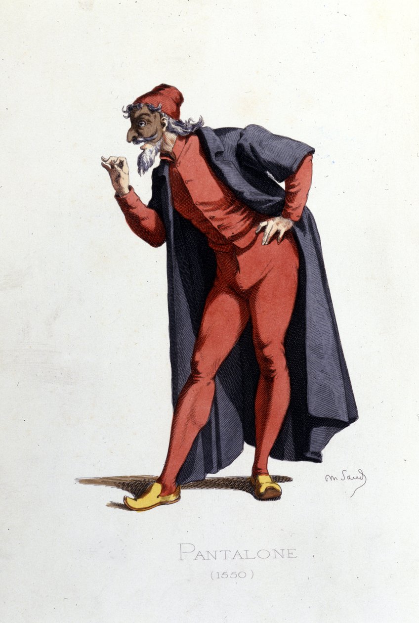 服装和戏剧角色：Pantalone (en fr. Pantalone, Doctor) 取材于“”Masques et bouffons”（意大利喜剧：Commedia dell