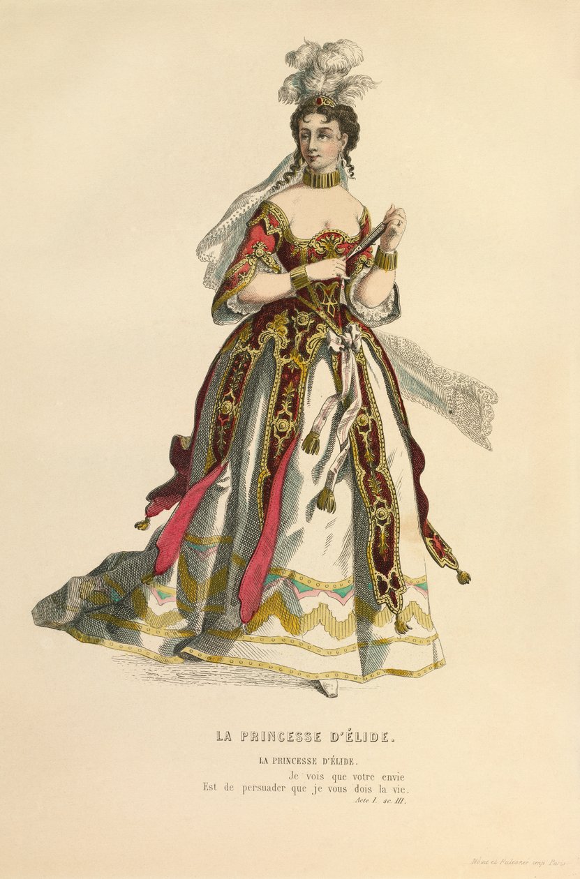埃利德王妃》角色的服装，约 1868 年（版画） 作者 莫里斯·桑德