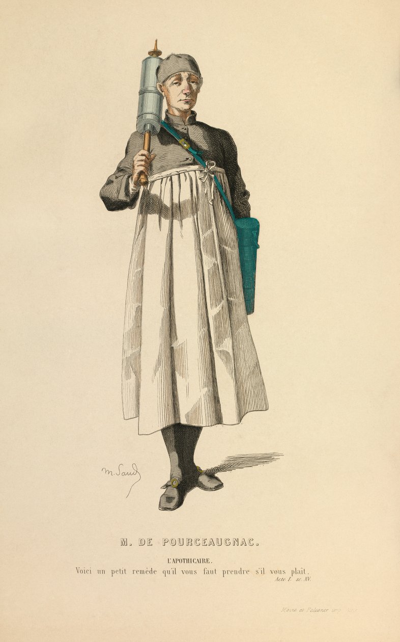 药剂师角色的服装，约 1868 年（雕刻） 作者 莫里斯·桑德