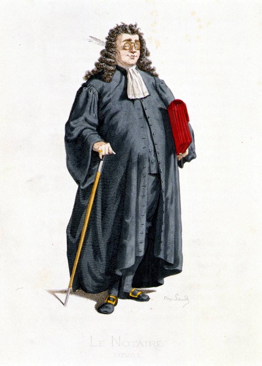 Le Notaire in "Masques et bouffons"（意大利喜剧），莫里斯-桑的文字和绘画，A. 曼索的蚀刻版，乔治-桑的序言，巴黎，米歇尔-莱维兄弟公司 作者 莫里斯·桑德