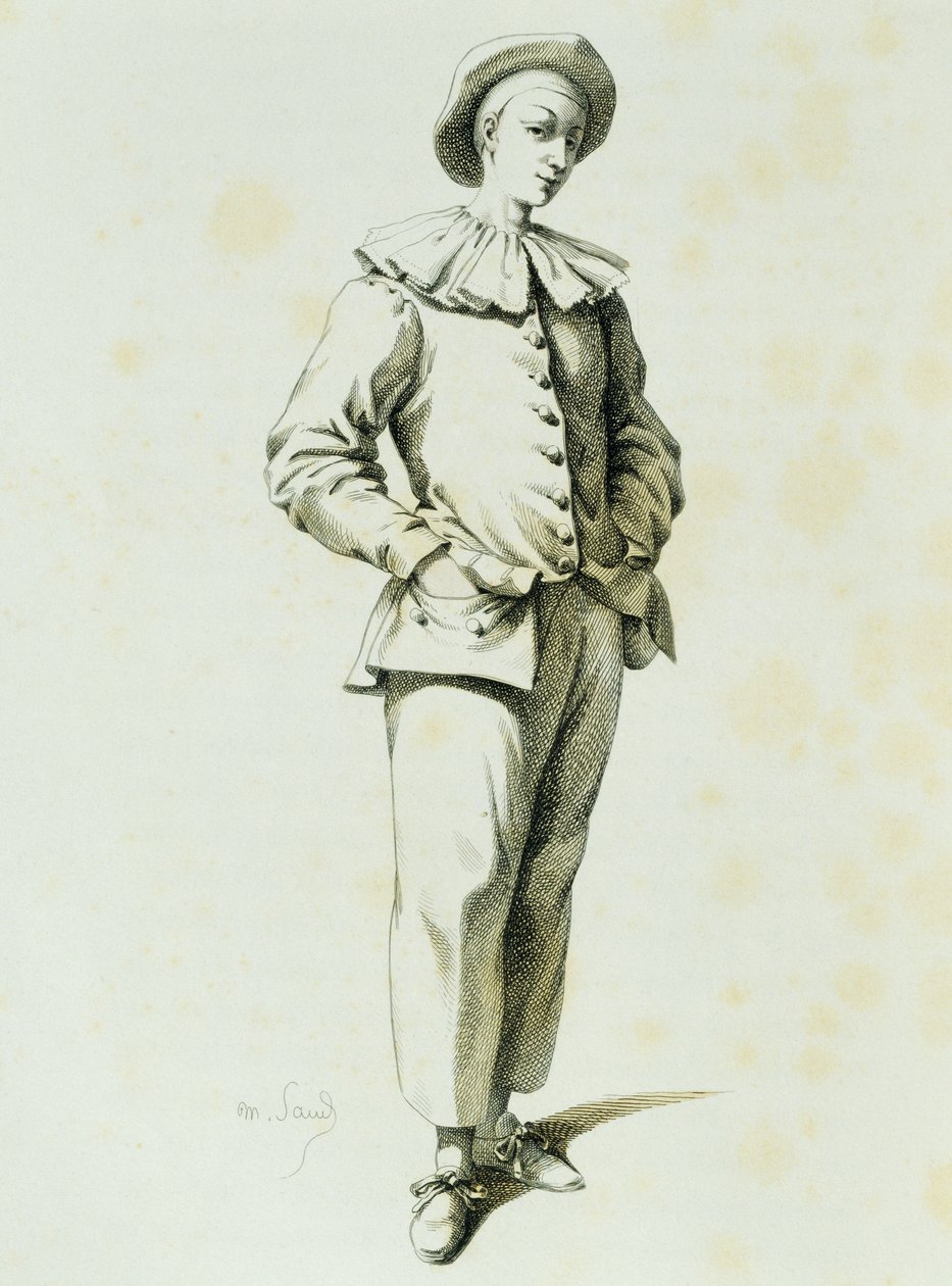 莫里斯-桑（1823-1889）的《Pedrolino》。 作者 莫里斯·桑德