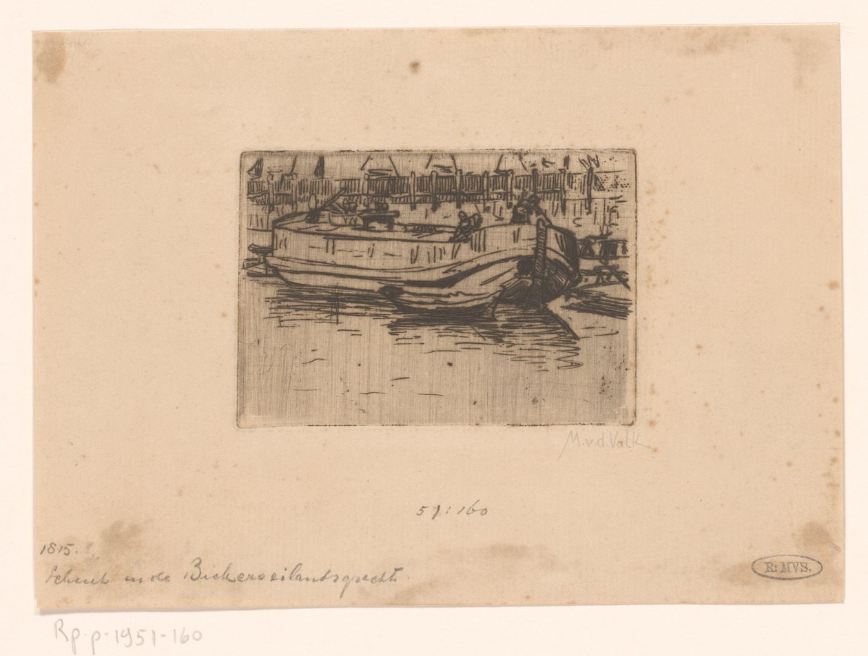 阿姆斯特丹 Bickersgracht 运河中的小船 作者 莫里茨·范德瓦尔克（Maurits van der Valk）（有艺术家签名）