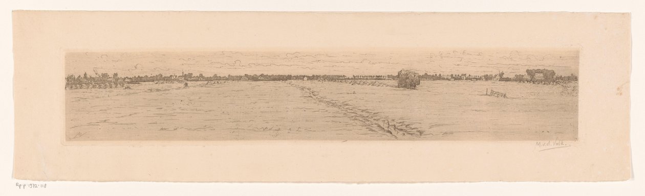 草地景观与干草马车 作者 莫里茨·范德瓦尔克（Maurits van der Valk）（有艺术家签名）