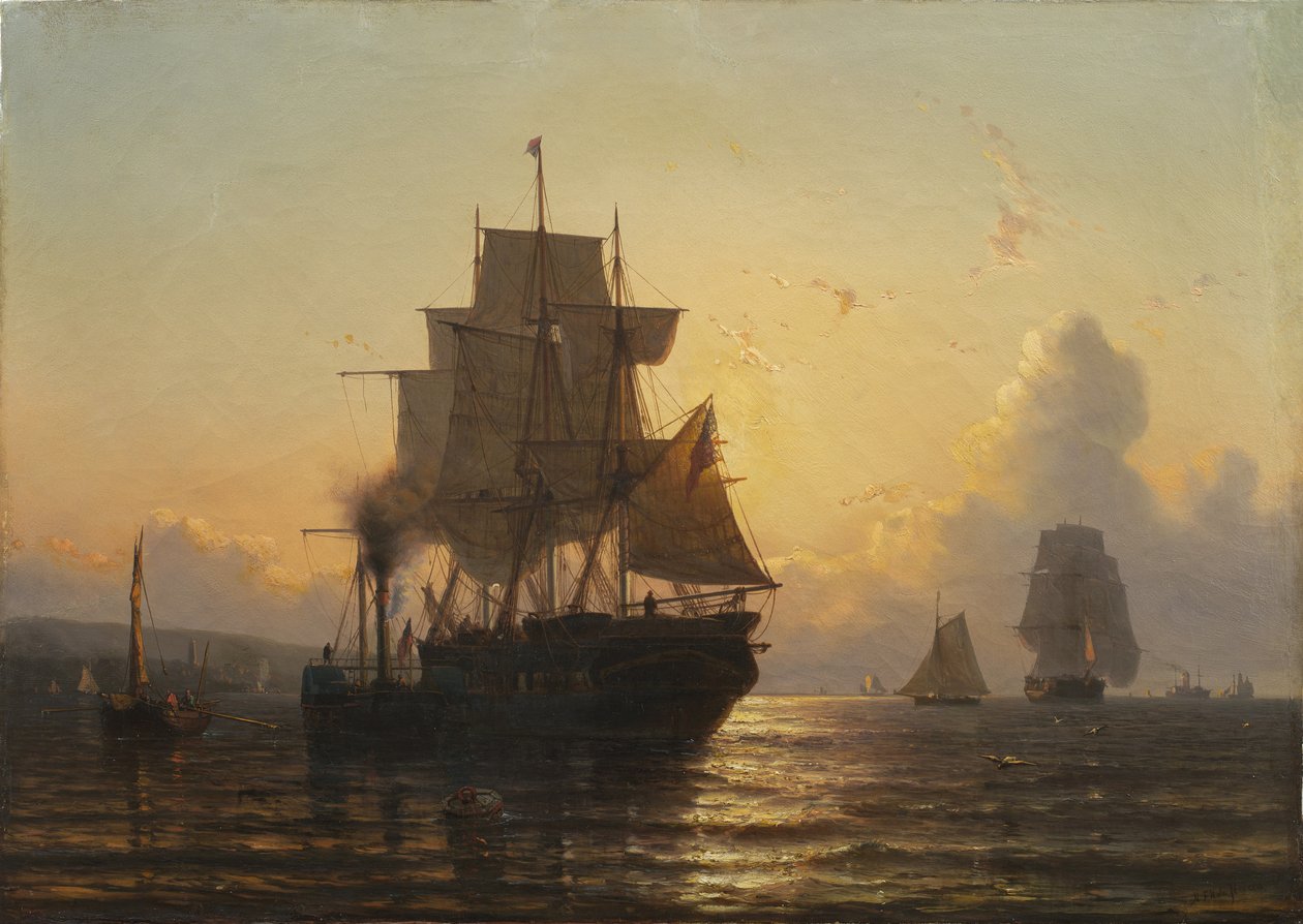 海上热带日落，1861年油画布 作者 毛里兹·弗雷德里克·亨德里克·德·哈斯