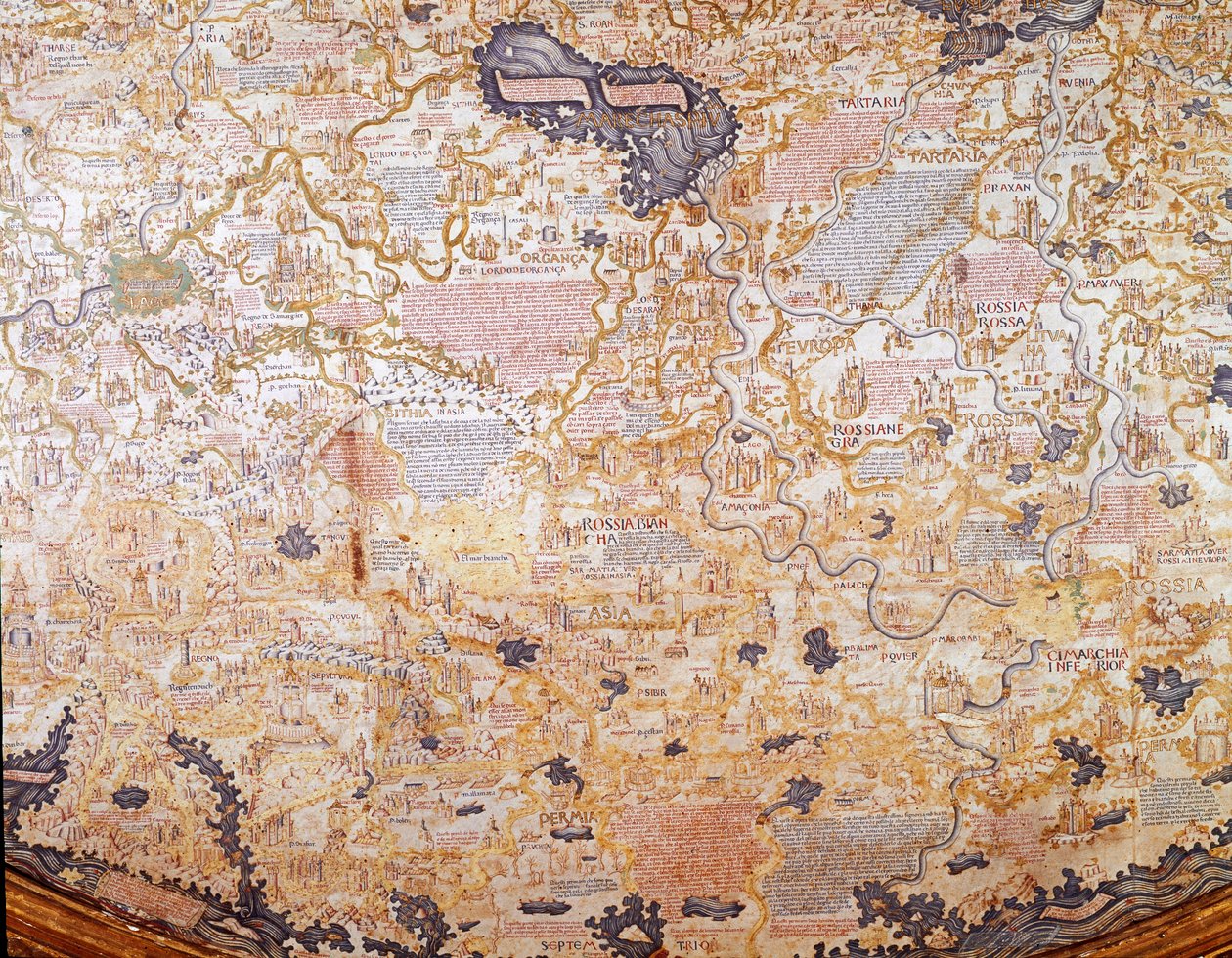 俄罗斯景色 1459 年 camaldolese 兄弟 Maurus (Mauro) 的世界地图（mappamundi）细部 威尼斯 Marciana 图书馆 作者 毛罗·弗拉