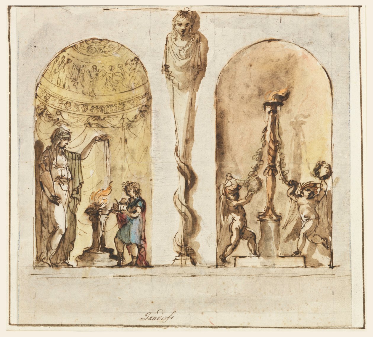 绘画，彩绘墙饰，1800-1830 年 作者 毛罗·甘多菲
