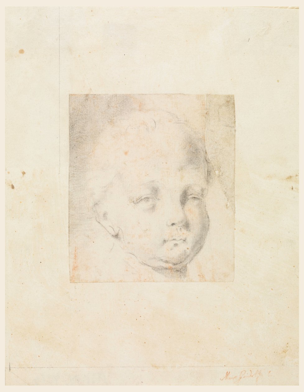 素描，研究：男孩的头部，1810-34 作者 毛罗·甘多菲