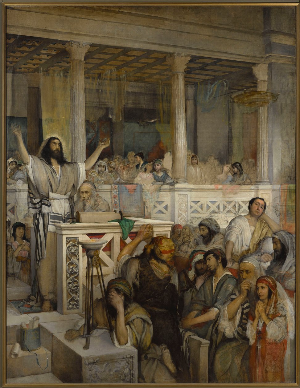 Le Christ prechant a Capharnaum - 基督在迦百农讲道 - Maurycy Gottlieb (1856-1879)。 布面油画 作者 莫里西·戈特利布