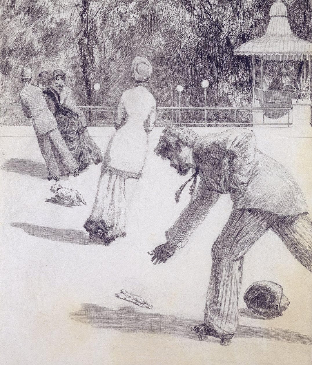 “释放手套的释义”中的行动，酒吧。 1881年，1878年（洗印度墨水和钢笔） 作者 马克斯·克林格