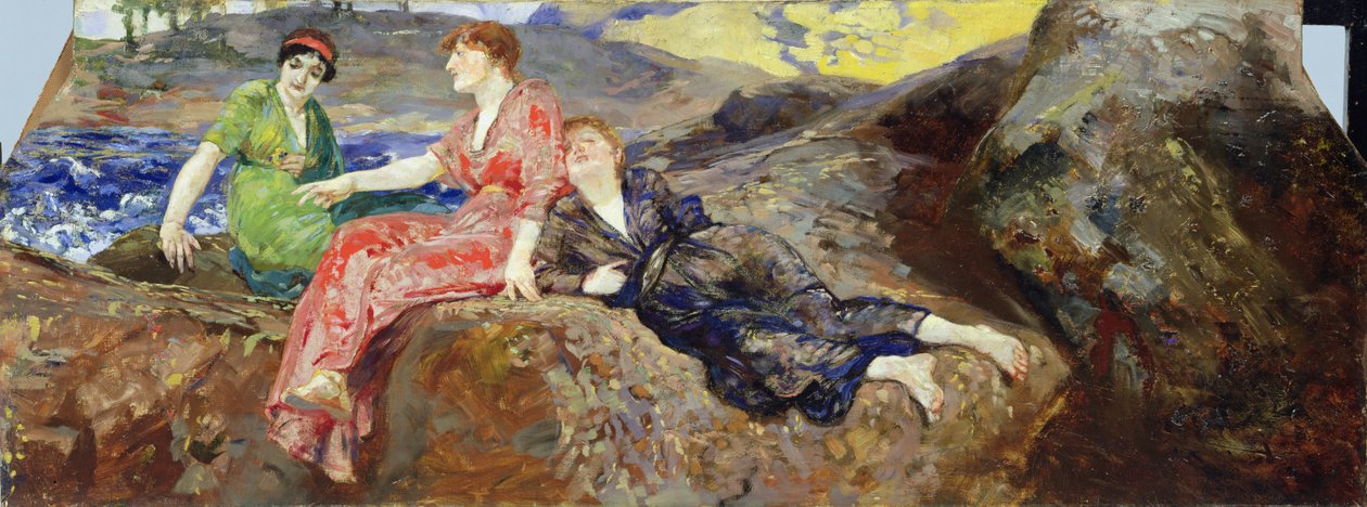 岸上的女孩，c.1884-85 作者 马克斯·克林格