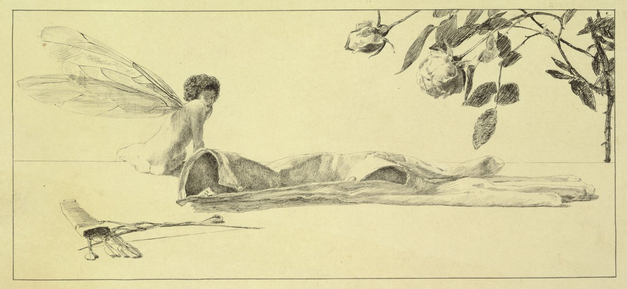 1878年出版的1878年（aquatint），出自“手套发现的释义”中的一系列十大板块中的爱情 作者 马克斯·克林格