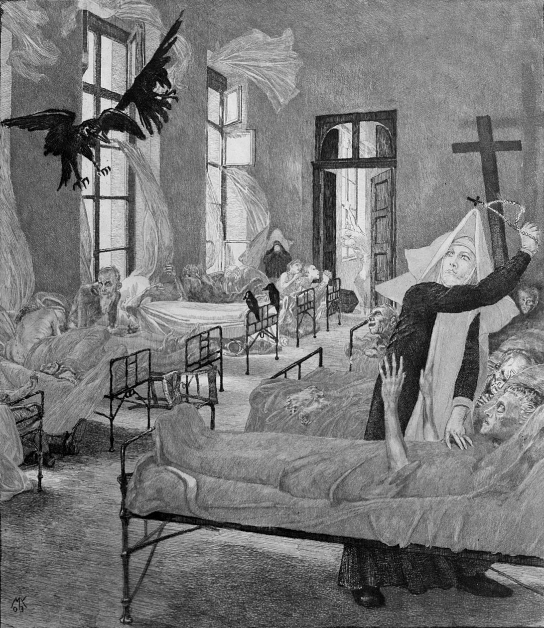 瘟疫，来自&39;死亡，第二部分&39;系列，1898年 作者 马克斯·克林格