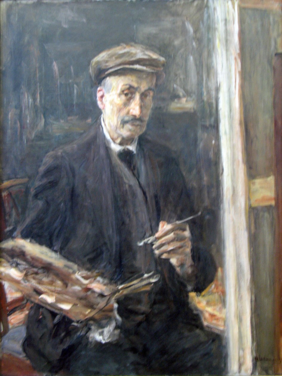 在easylnGerman上运动帽的自画像：Selfportrait with Sportmutze an der Staffelein：n 作者 马克斯·利伯曼