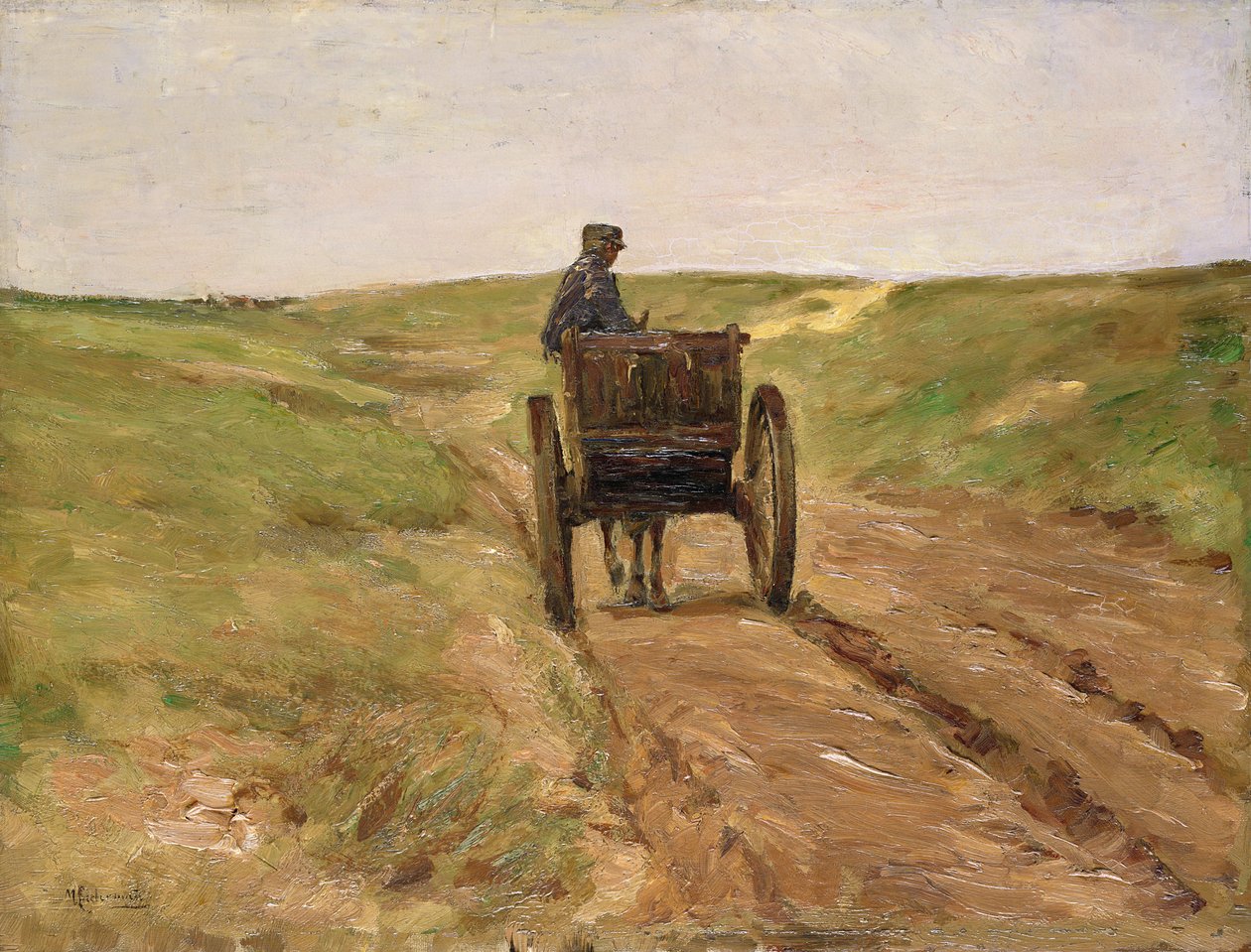 购物车于1889年在Katwijk 作者 马克斯·利伯曼