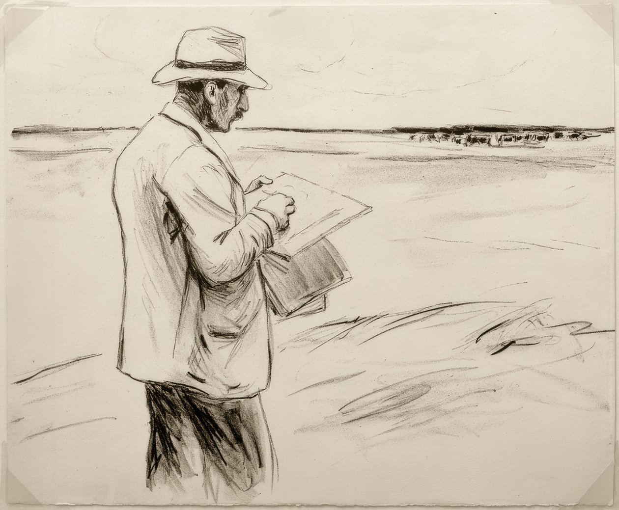 M.Liebermann，自画像，露天绘画 作者 马克斯·利伯曼