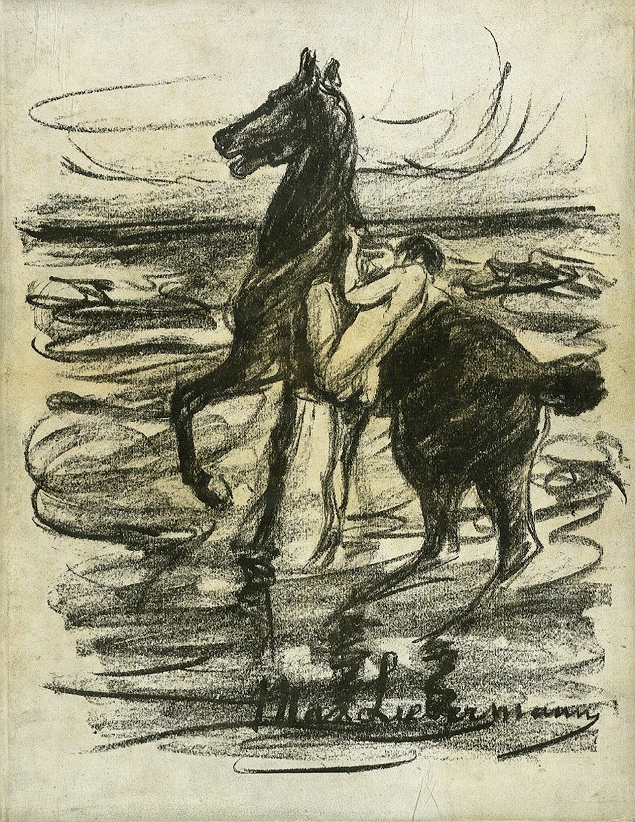 在海滩上的裸体骑手 作者 马克斯·利伯曼